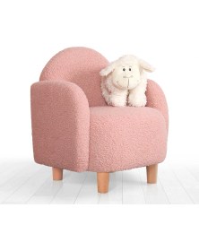 Resim Lorence Home Moylo Modern Tasarımlı Pembe Çocuk Koltuğu Suni Kürk ve Kayın Ağacı Malzemeden 