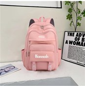 Resim Oldfriend Kişiselleştirilebilir Pink Font A Nakışlı Okul Çantası Gençler İçin Büyük Kapasiteli Pembe 