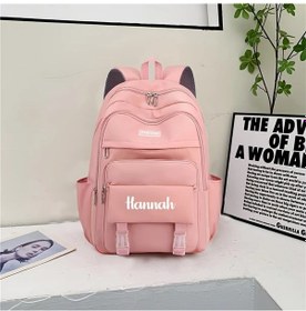 Resim Oldfriend Kişiselleştirilebilir Pink Font A Nakışlı Okul Çantası Gençler İçin Büyük Kapasiteli Pembe 