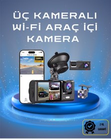 Resim Kanonik Education Üç Kameralı 1080p Full HD Araç İçi Kamera – G-Sensörlü ve Gece Görüşlü 