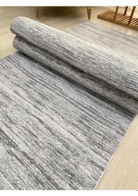 Resim Premium Gri Kaymaz Tabanlı Kesme Yolluk Koridor Mutfak Salon Halısı Yüksek Kalite 