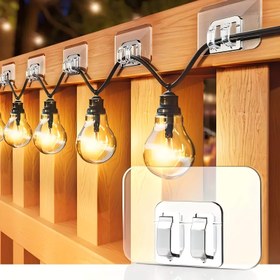 Resim 50/30/10 Adet Yapışkanlı Hafif Klipsler, Su Geçirmez, UV Dayanımlı Plastik Kancalar, Hasarsız Asma, Kablo Yönetimi için, Ev, Banyo, Veranda Dekoru için Kolay Kurulum, Delme Gerektirmez 