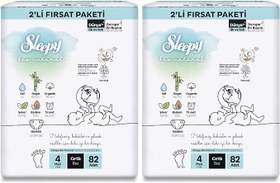 Resim Sleepy Bio Natural 2'li Fırsat Paketi Bebek Bezi 4 Numara Maxi 82 Adet Cırtlı Bez (2 paketi) 
