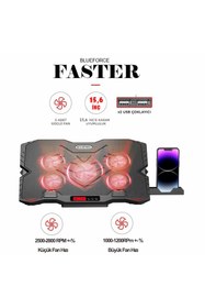 Resim Delixa Blueforce Sx-25 Faster 9-15,6" 5 Fanlı Notebook Soğutucu Stand Telefon Standlı Siyah 