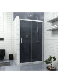 Resim Tekno Duş Silver Capello 6mm Füme Cam 1 Sabit 1 Sürgü İki Duvar Arası Duşakabin Füme 