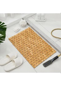 Resim Bambu Kaydırmaz Banyo Matı Bambu Paspas 40x66 Cm Açık Kahve 