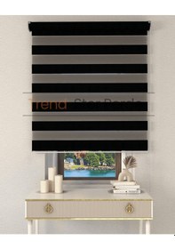 Resim Siyah Bambu Etek Dilimsiz Zebra Stor Güneşlik Perde Siyah 