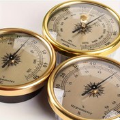 Resim Vintage Altın Renkli Sıcaklık ve Nem Ölçer - Kadranlı Mekanik Termometre ve Barometre, Pil Gerektirmez, Sağlam Metal Yapı, Dış Mekan, Balıkçılık, Hava İstasyonu, Ev/Ofis - Taşınabilir Kasa, Yön Göstergeli, Klasik Tasarım, Dayanıklı Yapı, Nem Ölçer, Açık Hava Tutkunları İçin 