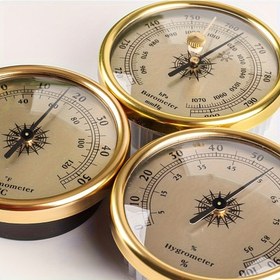 Resim Vintage Altın Renkli Sıcaklık ve Nem Ölçer - Kadranlı Mekanik Termometre ve Barometre, Pil Gerektirmez, Sağlam Metal Yapı, Dış Mekan, Balıkçılık, Hava İstasyonu, Ev/Ofis - Taşınabilir Kasa, Yön Göstergeli, Klasik Tasarım, Dayanıklı Yapı, Nem Ölçer, Açık Hava Tutkunları İçin 