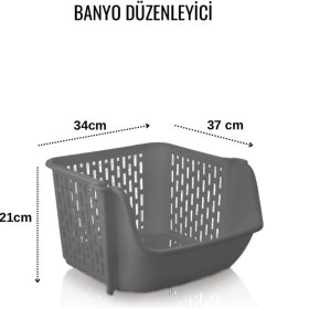 Resim Feyza Design Çok Katlı Sebzelik ve Organizer, Gri, Büyük ve Pratik Tasarım 