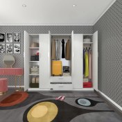 Resim Kenzlife gardırop 6 kapılı çekmeceli begonvil210 byz kapaklı gardolap dolap 