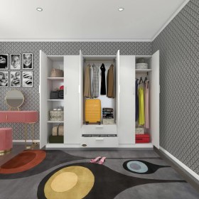 Resim Kenzlife gardırop 6 kapılı çekmeceli begonvil210 byz kapaklı gardolap dolap 