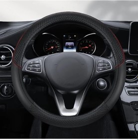 Resim Xuweiwei Siyah Yumuşak Süet Deri Direksiyon Kılıfı Kaymaz Ergonomik Kolay Montaj Tüm Araçlar İçin Siyah 