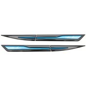 Resim Chuangyinshop Silah Rengi + Mavi 3d Metal Kapı Kanatçığı Turbo Amblem Farlık Çıkartması 