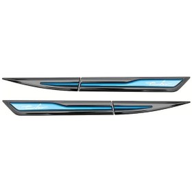 Resim Chuangyinshop Silah Rengi + Mavi 3d Metal Kapı Kanatçığı Turbo Amblem Farlık Çıkartması 