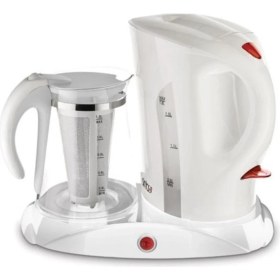 Resim Cam Demlikli Beyaz Çay Makinesi, Şık ve Pratik Kullanım Için Ideal 