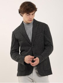 Resim Dufy Koyu Gri Melanj Erkek Slim Fit Mono Yaka Ceket - 97184 Gri 