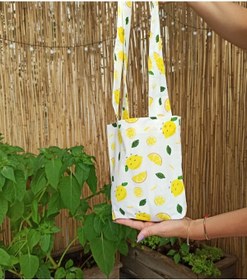 Resim Kahvemavii Mini Boy Limon Desenli Baget Bez Çanta 