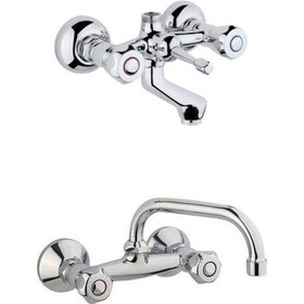 Resim Erce Klasik Banyo ve Lavabo Bataryası. Krom 