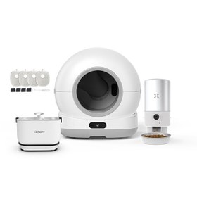 Resim Xenon Smart Akıllı Kameralı Kedi Tuvaleti Çelik Kase 5 LT Mama Kabı Bataryalı Su Pınarı ve Filtre 4'lü Pet Seti 