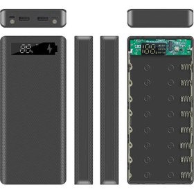 Resim Taşınabilir Usb 18650 Lcd Dıy Mobil Güç Bankası Kasa Powerbank Siyah 