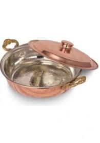 Resim Turna Bakır Beyoğlu Kapaklı Tava 3 No 22 Cm El Dövme Kırmızı Turna7578-1 