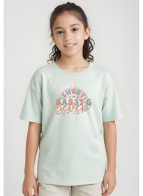 Resim Fyk Kids Kiz Çocuk Sweat Sassy Baskili Ti Şört Mint Yeşil 