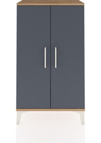 Resim Arges Komodin 2 Raflı 2 Kapaklı 60x30x106 Çam-antrasit Atlas Çam 