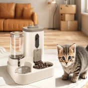 Resim Otomatik Evcil Hayvan Su Besleyici, 27 Ons Depolama Kapasitesi ve 54 Ons Depolama Kapasitesi, Kedi Besleyici Seti için Kayar Kapak Tasarımı, Dayanıklı Plastik, Elektrik Bağlantısı Gerektirmez 