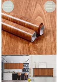 Resim Trendpoint Kendinden Yapışkanlı 60 100cm Kahve Ahşap Görünüm Mutfak Dolap Masa Kaplama Duvar Kağıdı 
