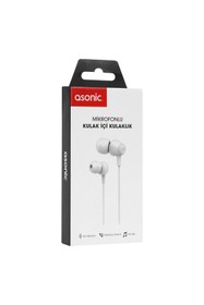 Resim asonic As-Xk90 Beyaz Kulak İçi Mikrofonlu Kulaklık 