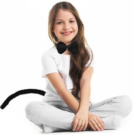 Resim shopwave KRM Peluş Siyah Renk Kuyruk ve Papyon Yetişkin Çocuk Uyumlu (5047) KRM 