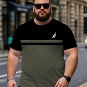 Resim Erkekler için Büyük Beden Rahat 3D Baskılı Çizgili Tişört - Hafif Polyester Karışımı, Dış Mekan Maceraları ve Günlük Kıyafetler için Nefes Alabilir Kısa Kollu Yuvarlak Yaka Tişört, Makinede Yıkanabilir, Büyük ve Uzun Boylar, Macera Giyim | Çok Yönlü Yuvarlak Yaka | Çizgili Tasarım, BÜYÜK BEDEN 