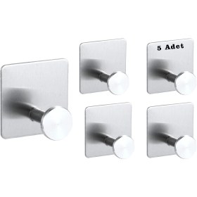 Resim ardini Kendinden Yapışkanlı Askılık Krom 5 Li Paket 