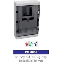 Resim Çet-San 1 Trifaze Sayaçlı 15 Sigortalı S. Ü. Saat Kutusu Plastik 