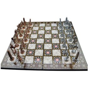 Resim Metal Mısır Satranç Takımı Antik Ve Sedef Desenli Mdf Ahşap Satra 