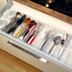 Resim Color House 8'li Set Modüler Kepçelik Kaşıklık Mutfak Çekmece Içi Düzenleyici Dolap Içi Makyaj Şeffaf Organizer 