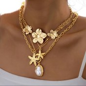 Resim 17 MILE Kadınlar için 4 Parça Vintage Barok Çift Katmanlı Kolye Seti - Altın Tonlu Sahte İmitasyon Inci & Gül Pendantlar ve Denizyldızı Şarm, Altlık Zincirli Yaka, şık ile günlük kullanım üzere plaj düğünde parti yıl boyu giymek (Paslanmaz ucuz luk) okyanus ilham tasarlama böyük imitasiyon ince kolyesi çıkartmalar şekerleme zengini 