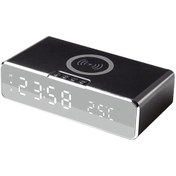 Resim Springsun Siyah Led Akıllı Alarm Saat - Telefon Ve Bluetooth Kulaklık İçin Kablosuz Şarj Cihazı, Zaman-sıcaklık-takvim Göstergeli Masaüstü/yatak Odası Aleti 