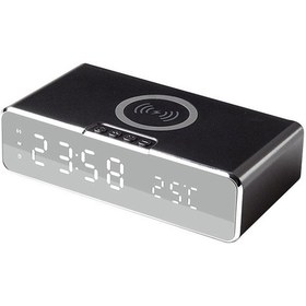 Resim Springsun Siyah Led Akıllı Alarm Saat - Telefon Ve Bluetooth Kulaklık İçin Kablosuz Şarj Cihazı, Zaman-sıcaklık-takvim Göstergeli Masaüstü/yatak Odası Aleti 