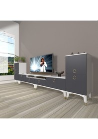 Resim Decoraktiv Eko 9220 Mdf Gold Tv Ünitesi Tv Sehpası Beyaz - Antrasit 