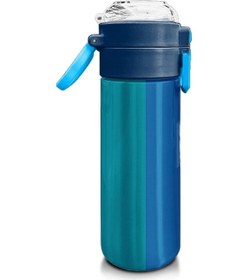 Resim Coral High Kids Renkli Çizgili Desenli Pipetli Ve Direkt İçim Çelik Termos 500 Ml 31879 Çam Yeşili 