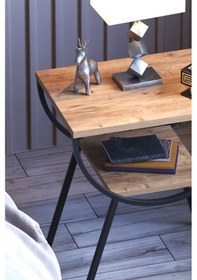 Resim Yan Sehpa Komodin Metal Ayak Ceviz 