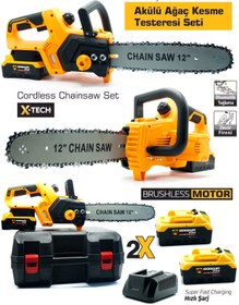 Resim Germany Style PRO-X Çift Akülü 35 cm Palalı Ağaç Kesme Dal Budama Motoru Testere 