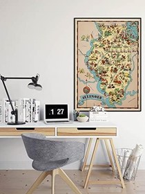 Resim İllinois Dekoratif Şehir Haritası posetri 60x90 cm AMC332 
