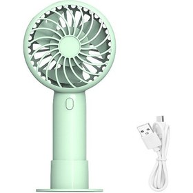 Resim Mini Usb Şarj Edilebilir Elektrikli El Tipi Vantilatör Taşınabilir Vantilatör Kutulu Yeşil 
