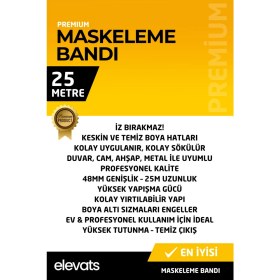 Resim Premium 48MM x 25M Maskeleme ve Boya Bandı – Iz Bırakmaz, Yüksek Kalite Kağıt Bant 