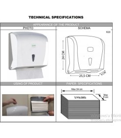 Resim Şeker Portakalım Vialli K20M Banyo Mutfak Lavabo Pratik Z Katlı Kağıt Havlu Dispenseri Kapasite 200 Kağıt Gri 