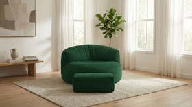 Resim Mila Modell Zümrüt Yeşili Puff & Armut Koltuk Relax Koltuk & Ayak Puflu 