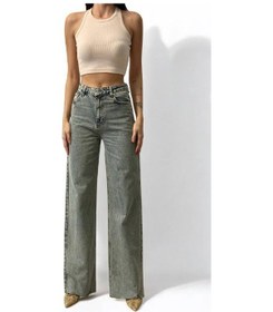 Resim Lacarino 7937 Wıde Leg Kadın Jean Pantolon Lıght Green Lazerli 